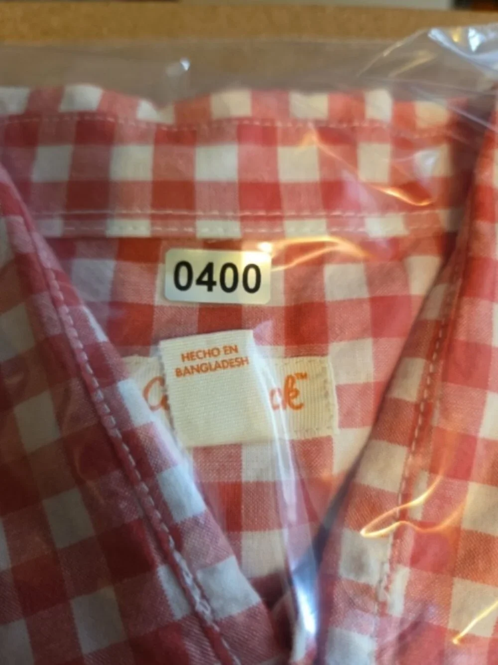 Cat & Jack Red Gingham Button‑Down Shirt – Girls L (12/14)